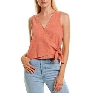 Madewell Textured Wrap Tie Top in Sweet Dahlia - Size XL